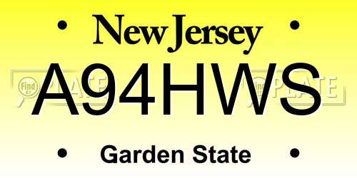 A94HWS New Jersey License Plate