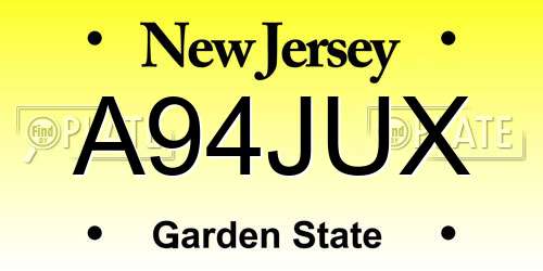 A94JUX New Jersey License Plate