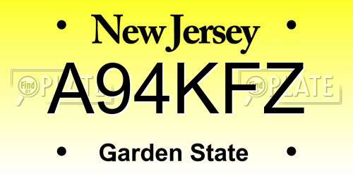 A94KFZ New Jersey License Plate