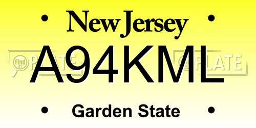 A94KML New Jersey License Plate