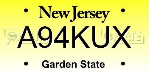 A94KUX New Jersey License Plate