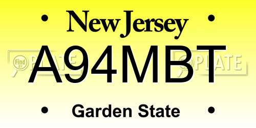 A94MBT New Jersey License Plate
