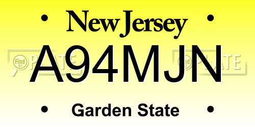 A94MJN New Jersey License Plate