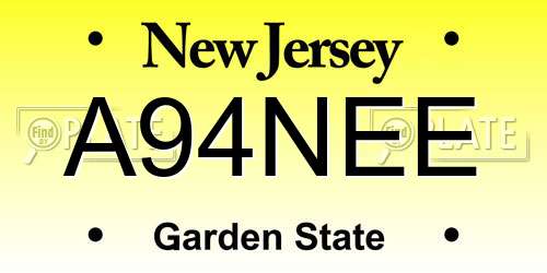 A94NEE New Jersey License Plate