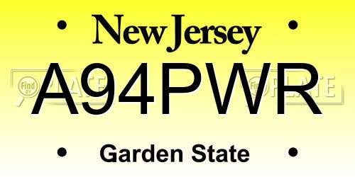 A94PWR New Jersey License Plate
