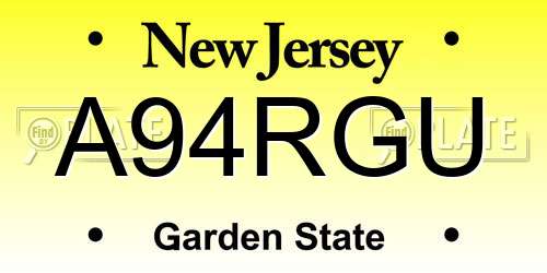 A94RGU New Jersey License Plate