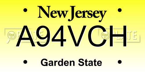 A94VCH New Jersey License Plate