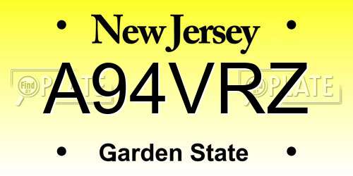 A94VRZ New Jersey License Plate