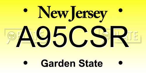 A95CSR New Jersey License Plate