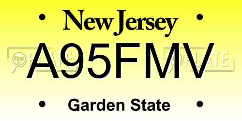 A95FMV New Jersey License Plate