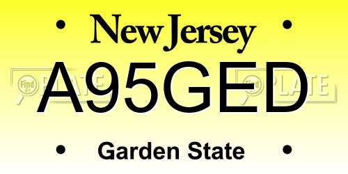 A95GED New Jersey License Plate