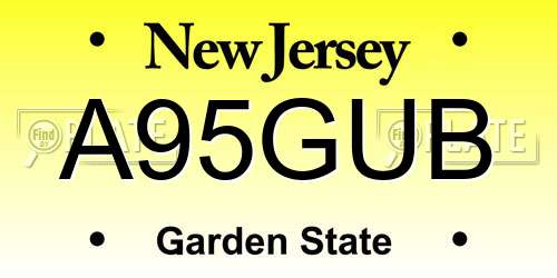 A95GUB New Jersey License Plate