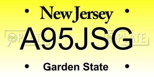 A95JSG New Jersey License Plate