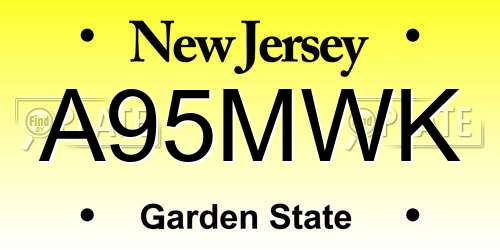 A95MWK New Jersey License Plate
