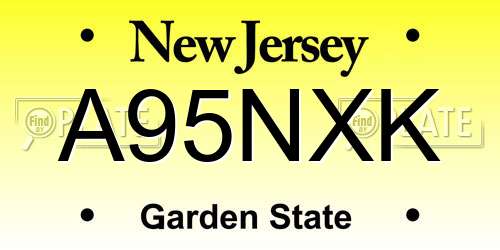 A95NXK New Jersey License Plate