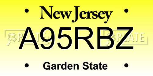 A95RBZ New Jersey License Plate