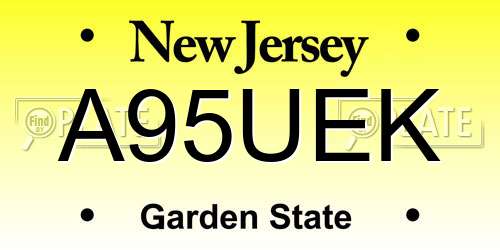 A95UEK New Jersey License Plate