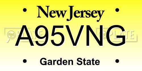 A95VNG New Jersey License Plate