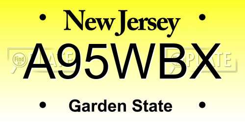 A95WBX New Jersey License Plate