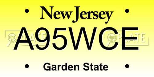 A95WCE New Jersey License Plate