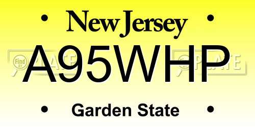 A95WHP New Jersey License Plate