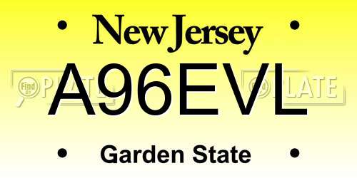 A96EVL New Jersey License Plate