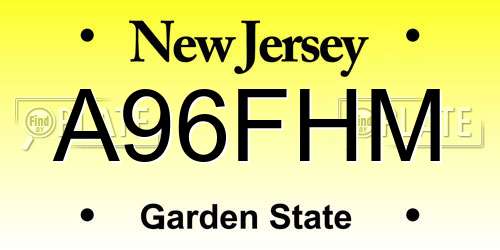 A96FHM New Jersey License Plate