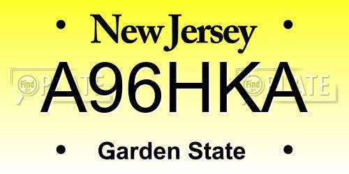 A96HKA New Jersey License Plate