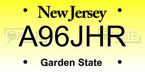 A96JHR New Jersey License Plate