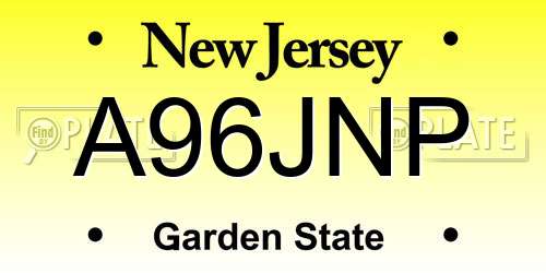 A96JNP New Jersey License Plate