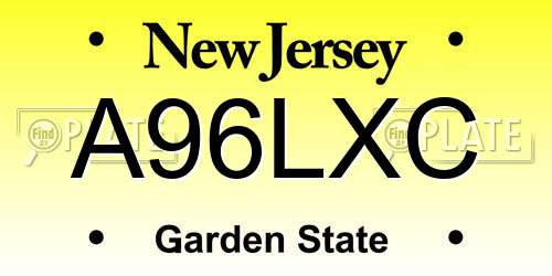 A96LXC New Jersey License Plate