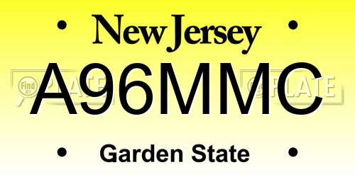 A96MMC New Jersey License Plate