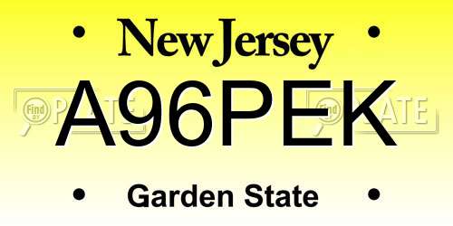 A96PEK New Jersey License Plate