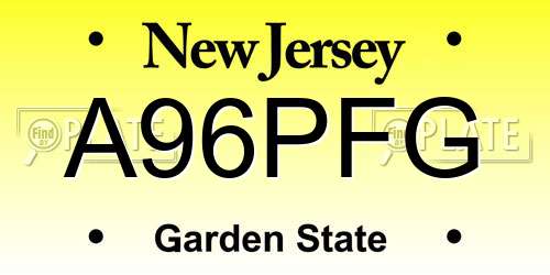 A96PFG New Jersey License Plate