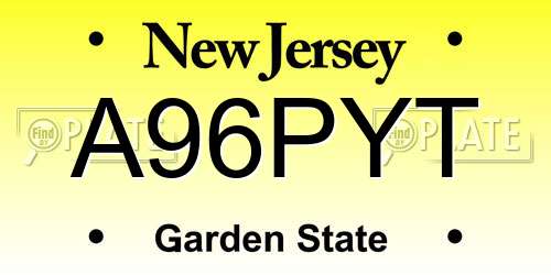 A96PYT New Jersey License Plate