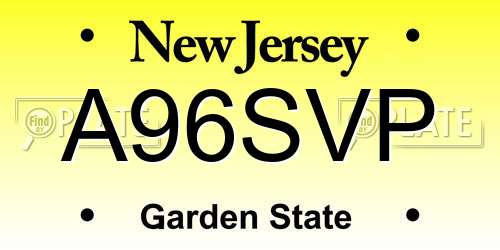 A96SVP New Jersey License Plate