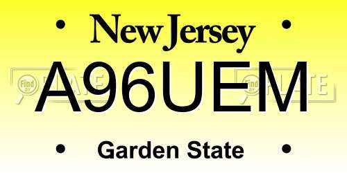 A96UEM New Jersey License Plate