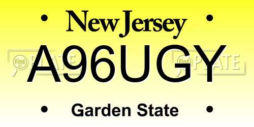 A96UGY New Jersey License Plate