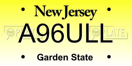 A96ULL New Jersey License Plate