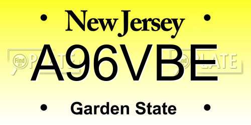 A96VBE New Jersey License Plate