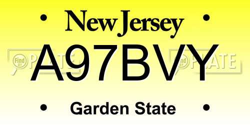 A97BVY New Jersey License Plate