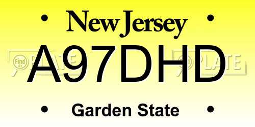A97DHD New Jersey License Plate