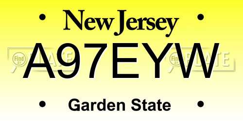 A97EYW New Jersey License Plate