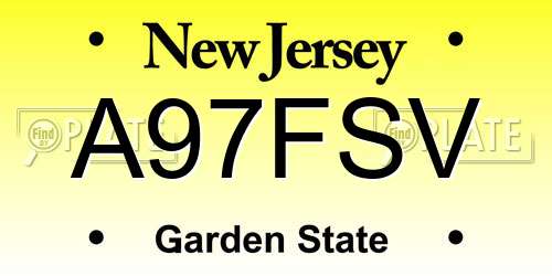 A97FSV New Jersey License Plate