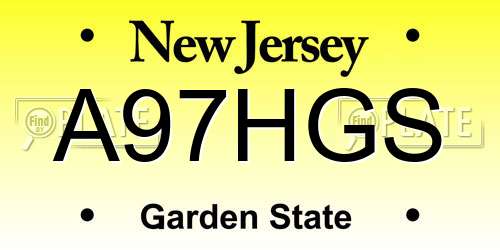 A97HGS New Jersey License Plate