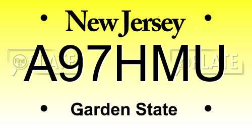 A97HMU New Jersey License Plate