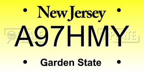 A97HMY New Jersey License Plate