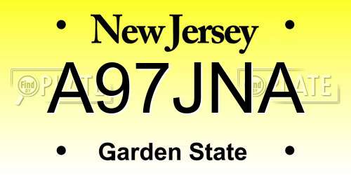 A97JNA New Jersey License Plate
