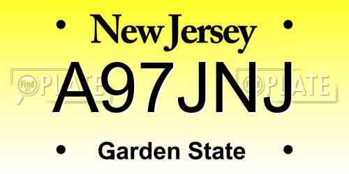 A97JNJ New Jersey License Plate