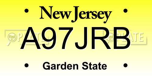 A97JRB New Jersey License Plate